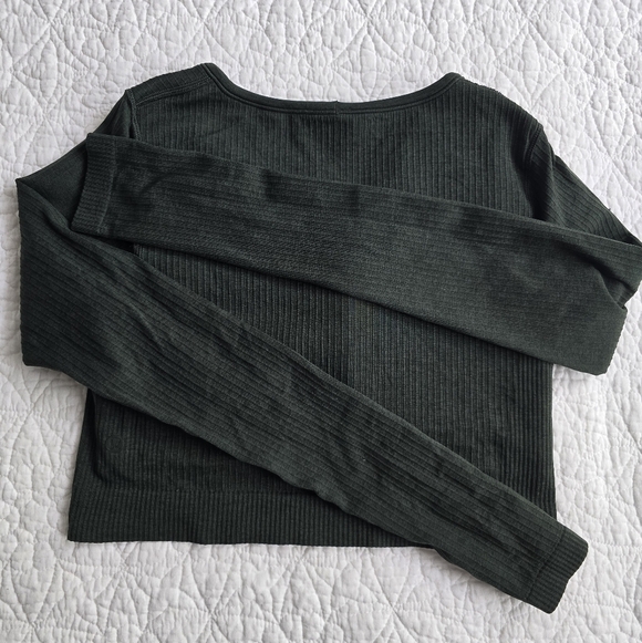 Lululemon Ebb To Street Long Sleeve Crop Shirt - Rainforest Green 8 - Picture 8 of 8